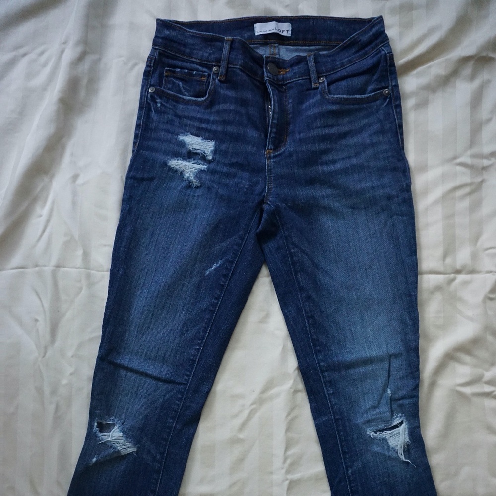 Loft Modern Skinny Distressed Jeans
